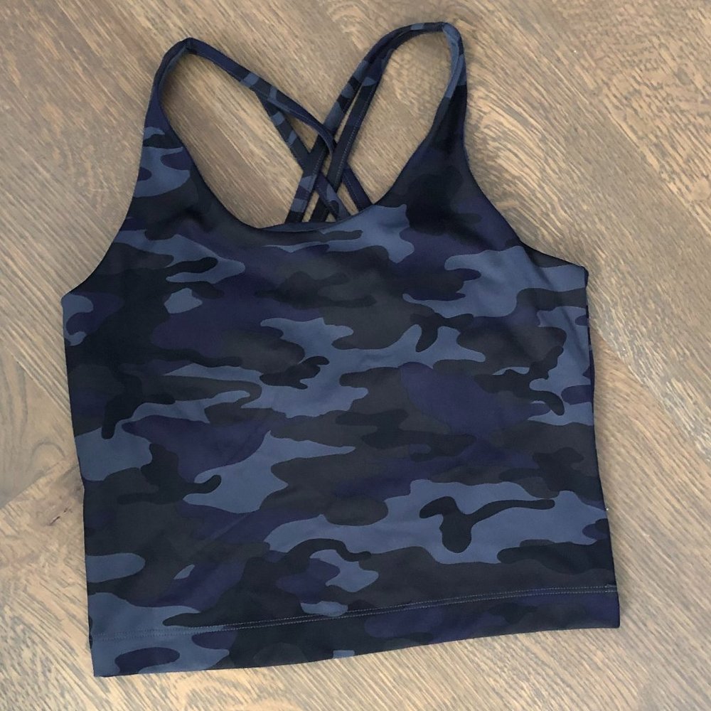 GapFit Teen Blue Camo Longline Sports Bra - Size 14/16